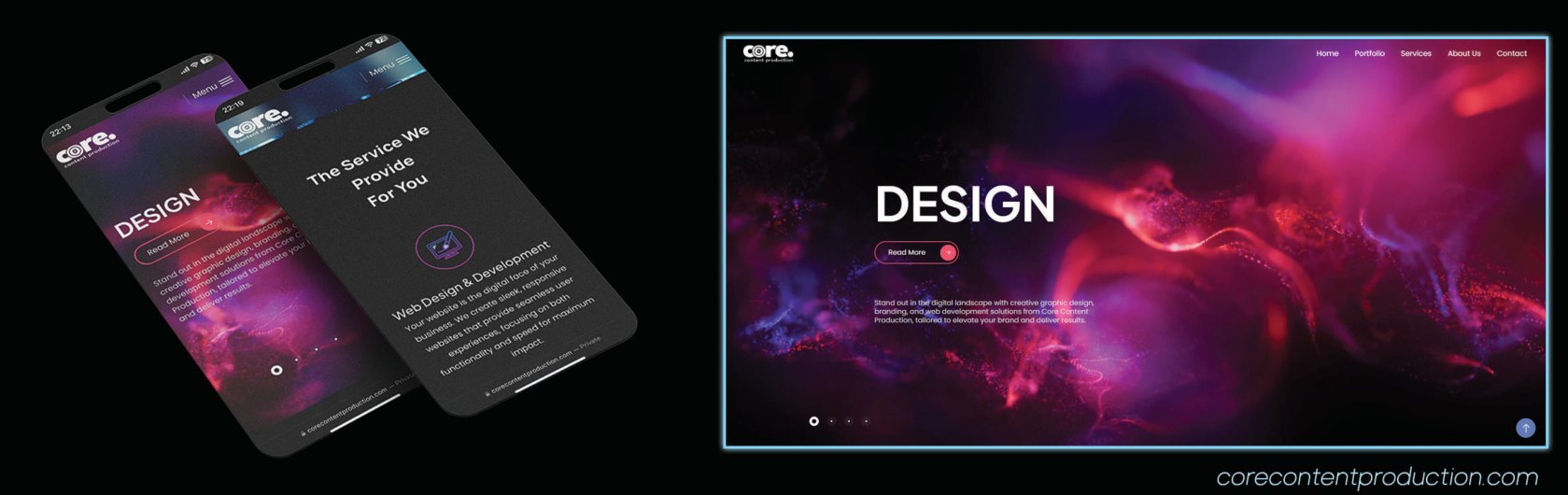 Core Content Production — website design, desktop and mobile
