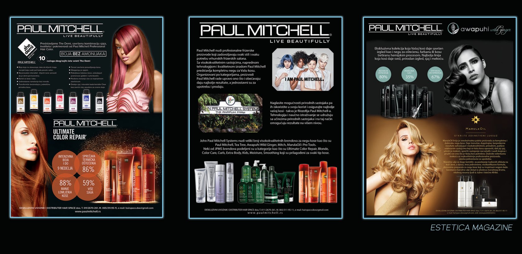 Paul Mitchell campaign spreads published in Estetica Magazine