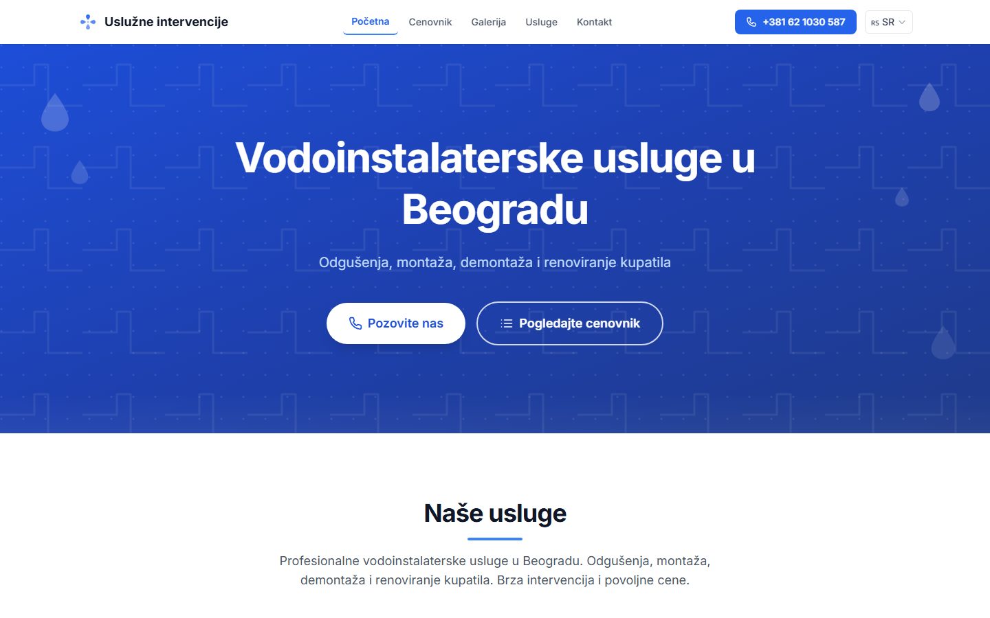 Uslužne intervencije — screenshot